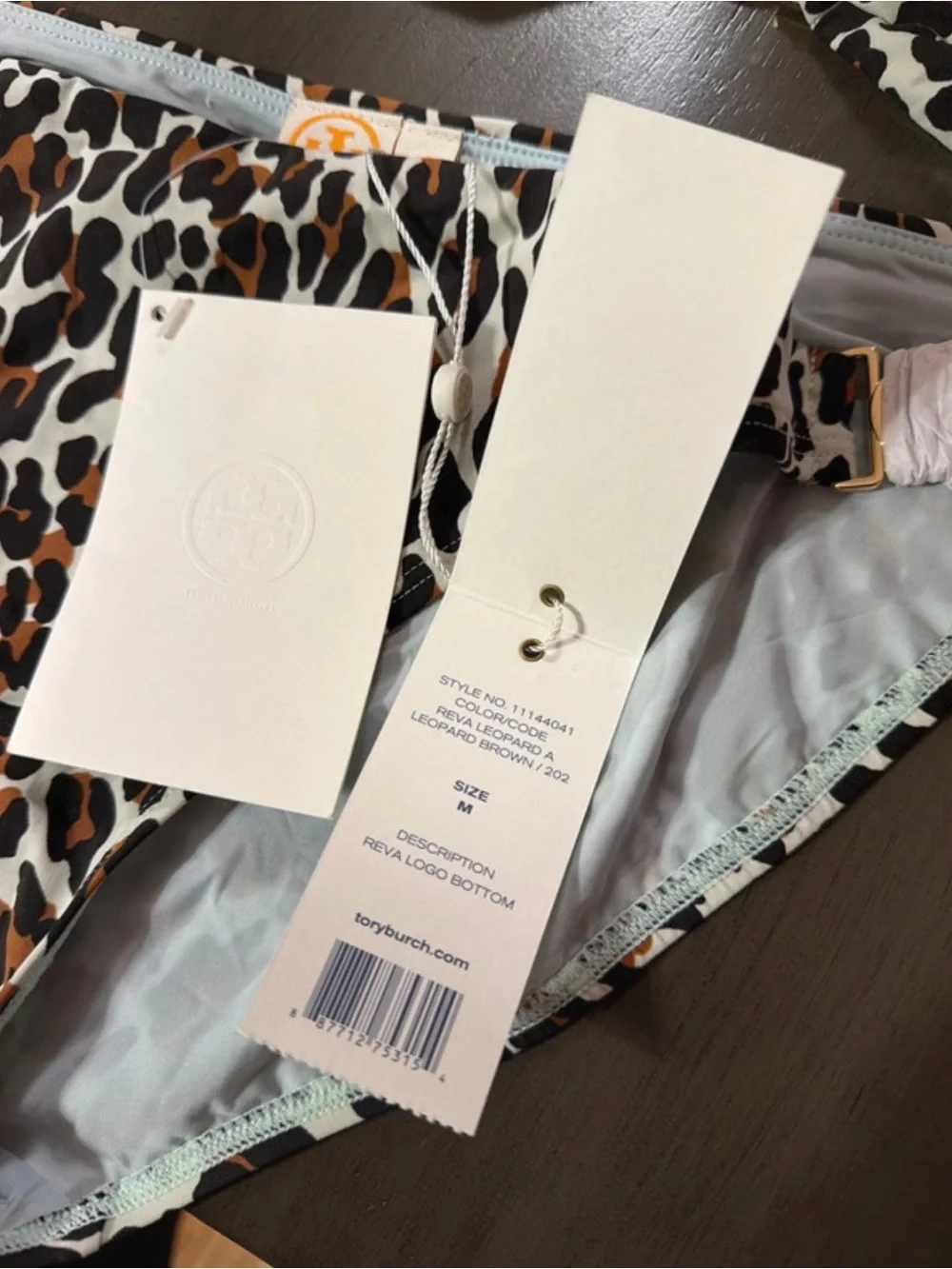 Tory Burch Leopard-Print Bikini Set in Black, Brown & Cream with Gold Logo